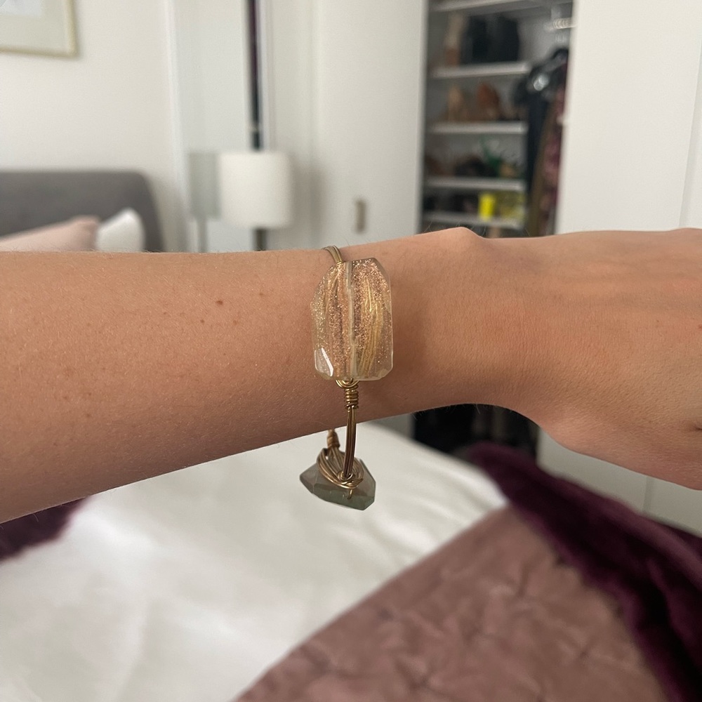 Bourbon and Bowties Three Stone Metallic Gold Bangle Bracelet